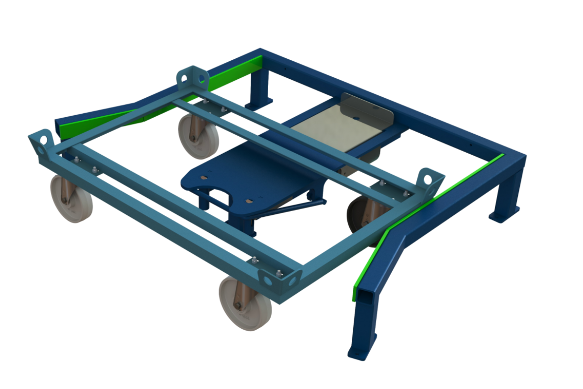 Quer eingeschobener Trolley in Dockingstation – sichere Positionierung