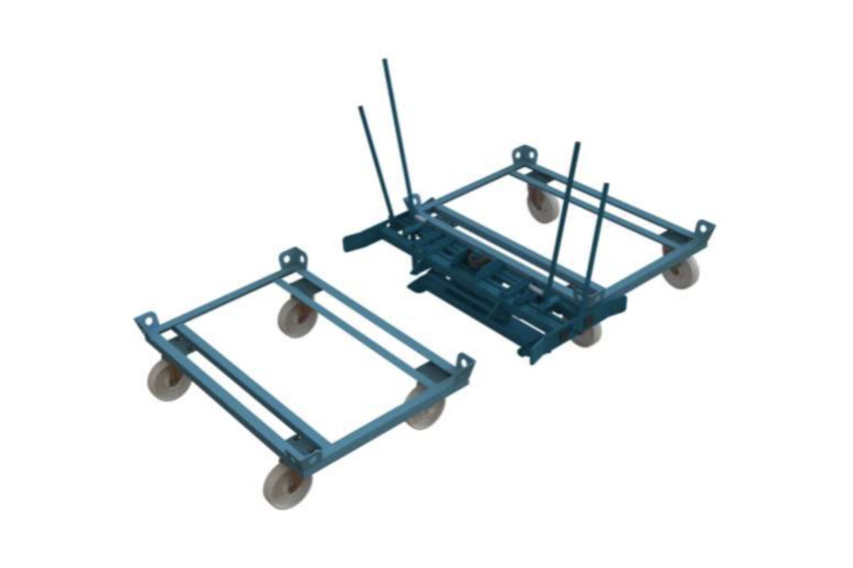 Trolleydrehgestell in Aktion – gleichzeitiger Wechsel von zwei Trolleys