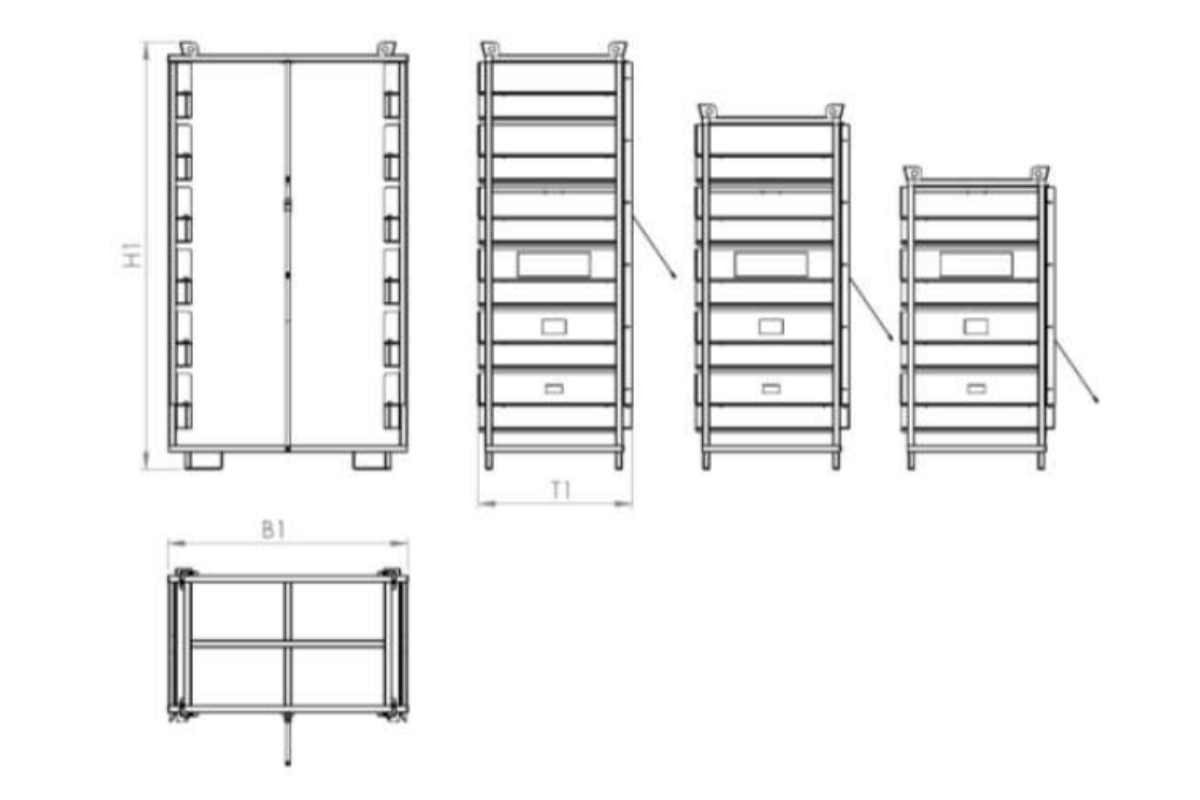 Technische Zeichnung Trolleyrack