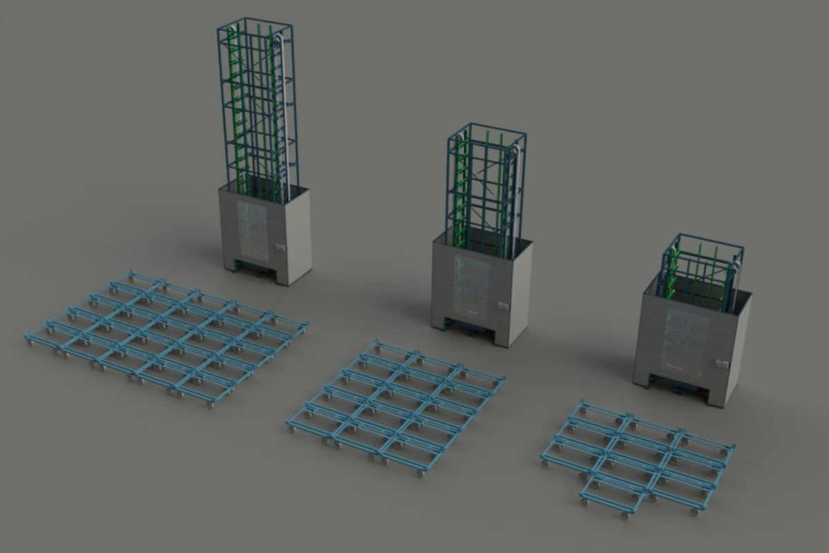 Trolleystore mit mehreren freiliegenden Trolleys