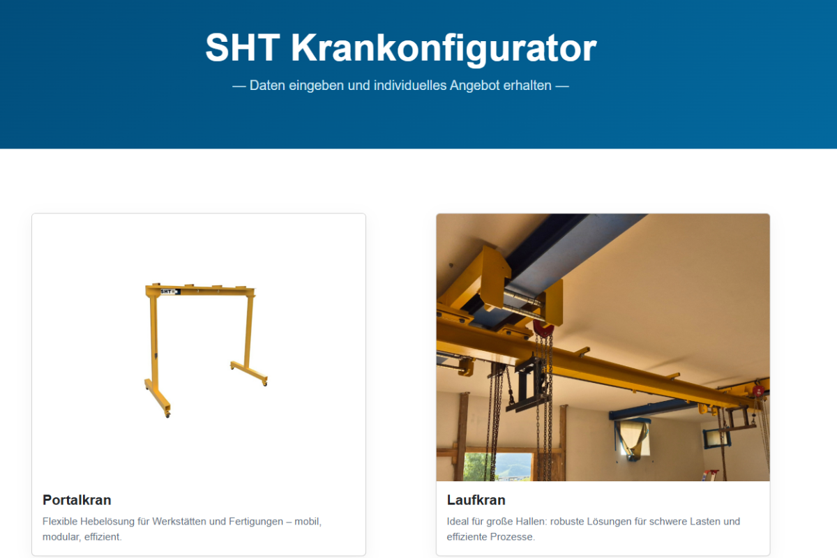 Krankonfigurator am Bildschirm